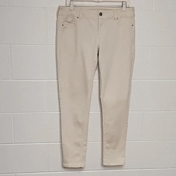 Skinny Super Soft Brushed Stretch Jeans Cream Large Regular - Picture 11 of 11